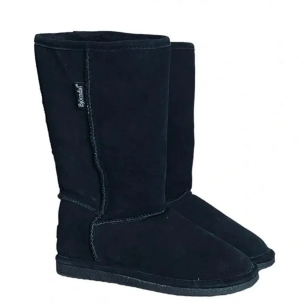 Bjorndal Boots Women's Black Suede Shearling Lined Mid-Calf Boot big siz…